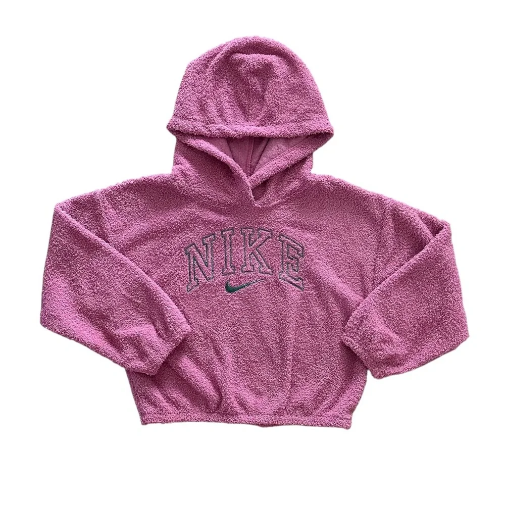 Nike Girls 2 Piece Pink Hoodie & Flare Pants Set Size 6 Soft Textured Outfit NWT - Picture 2 of 6